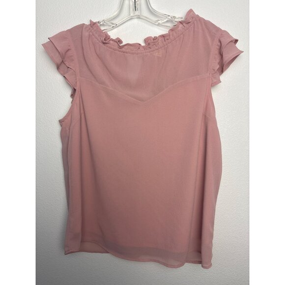 Vintage Pink Ruffled Cap Sleeve Blouse Womens Top Lined Adj Whimsy Fairy Cottag - Picture 7 of 10
